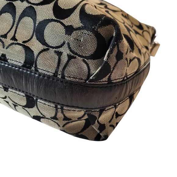 Coach Penelope Hobo Shoulder Bag Signature C Tan Trim Canvas Black Leather Flaws - Picture 8 of 16